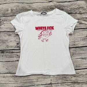 White Fox “In My Feels” White Baby Tee With Red Graphic Size XS